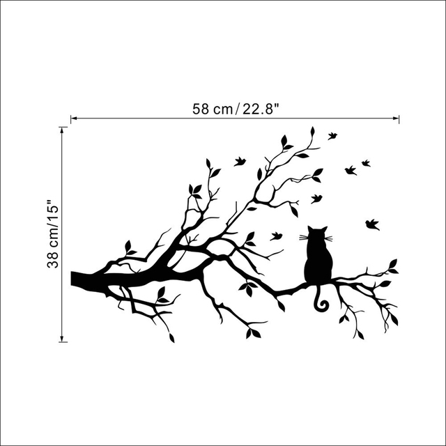DIY fototapeta z wymiennymi obrazami kot na długiej gałęzi - śliczne naklejki ścienne Mural do salonu i dekoracji wnętrz - Wianko - 3