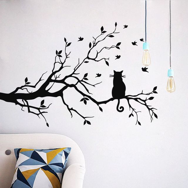 DIY fototapeta z wymiennymi obrazami kot na długiej gałęzi - śliczne naklejki ścienne Mural do salonu i dekoracji wnętrz - Wianko - 8