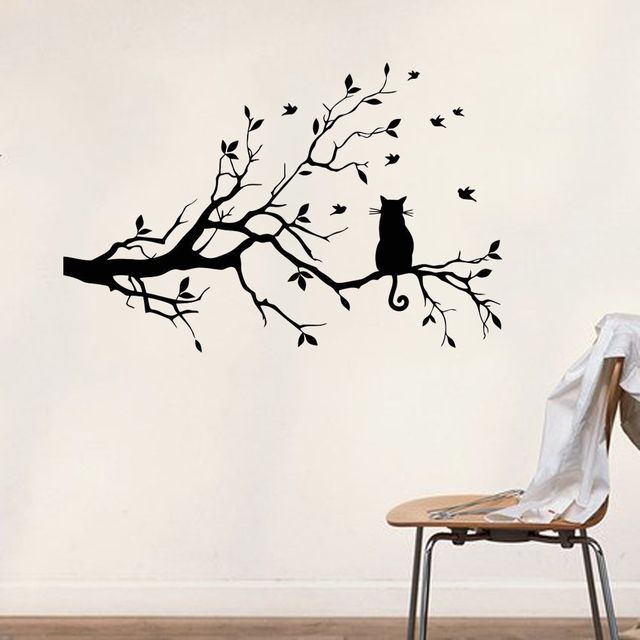 DIY fototapeta z wymiennymi obrazami kot na długiej gałęzi - śliczne naklejki ścienne Mural do salonu i dekoracji wnętrz - Wianko - 7