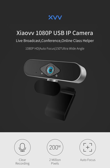 Kamera internetowa Xiaovv 1080P HD USB z autofokusem, 2 miliony pikseli, 150 ° szeroki kąt, dźwięk - laptop - Wianko - 1