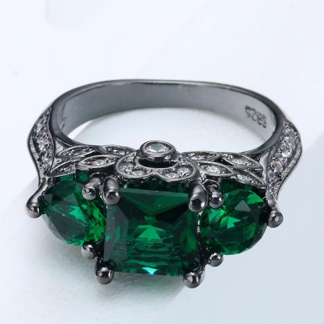 Pierścionek zaręczynowy z czerwonym, niebieskim, zielonym i czarnym cyrkonem, wykonany z nowoczesnego złota - elegancka biżuteria dla modnych kobiet - Wianko - 2
