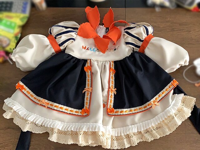 Dzienna sukienka dziecięca Retro Classic z haftem stylu Hiszpania - duża, z klapami, na święta - Wianko - 4
