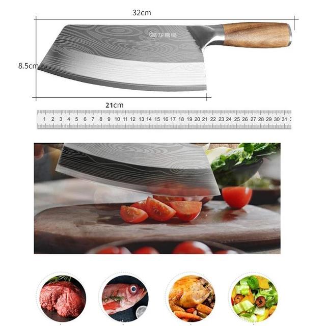 Nóż kuchenny Damascus wzór laserowy szefa kuchni rzeźnicki tasak do mięsa ze stali nierdzewnej - Wianko - 1
