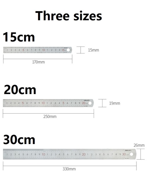 Linijka prosta ze stali nierdzewnej, długości 15/20/30 cm, do geometrii, matematyki, biura, projektowania i metaloplastyki - Wianko - 2