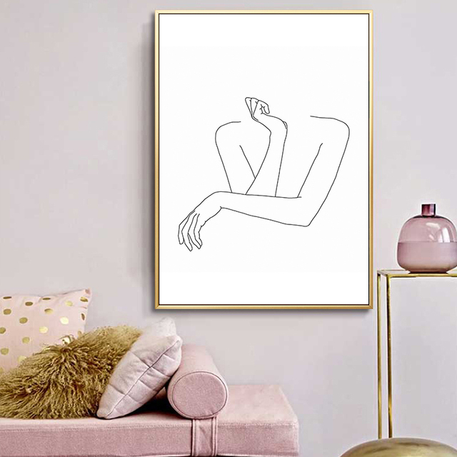 Abstrakcyjny rysunek królik na płótnie - minimalistyczny różowy nadruk - nowoczesny salon - Home Decor - Wianko - 10