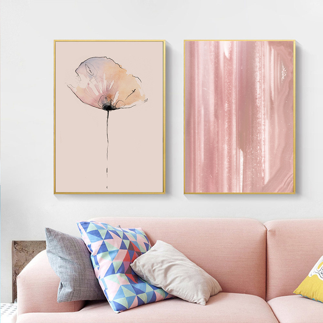 Abstrakcyjny rysunek królik na płótnie - minimalistyczny różowy nadruk - nowoczesny salon - Home Decor - Wianko - 7