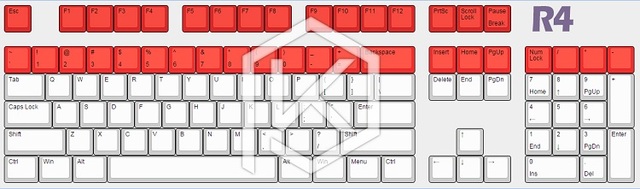 Klawiatura ABS w kolorze czarnym o czerwonym podświetleniu - nowość: połysk przez nasadki klawiszy, wytrawione; rząd ESC R1, mahjong - Wianko - 2