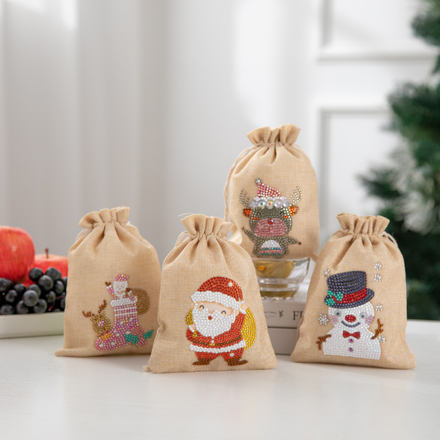 DIY torba na prezenty z diamentowym malowaniem - Święty Mikołaj - Boże Narodzenie 2022 - Nowy Rok - Home Decor - Wianko - 1