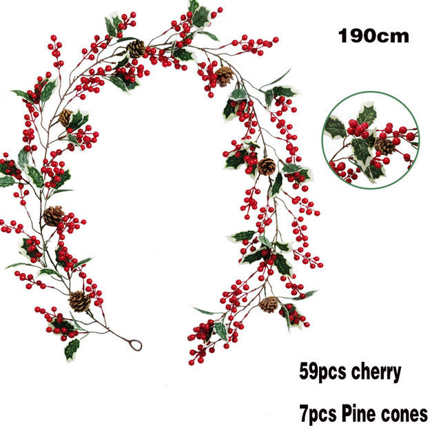 Sznurek sztucznej bordowej jagody Boże Narodzenie do ozdabiania choinki i dekoracji wnętrz - Wianko - 3