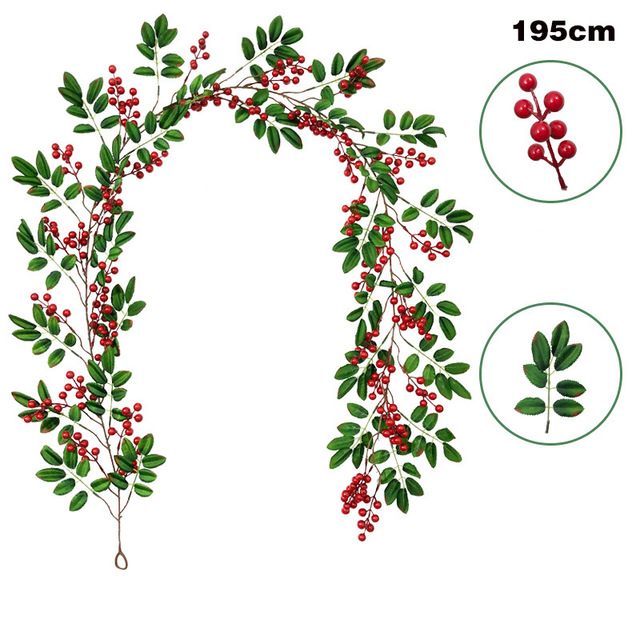 Sznurek sztucznej bordowej jagody Boże Narodzenie do ozdabiania choinki i dekoracji wnętrz - Wianko - 4