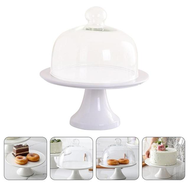 Stojak na ciasto z talerzykiem deserowym i szklaną pokrywą w stylu nordyckim - Wianko - 4