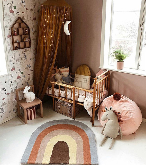 Dywanik dziecięcy Rainbow Tassel - mata antypoślizgowa do pokoju dziecięcego, gruby dywanik podłogowy dla chłopców i dziewczynek, idealny do sypialni i pokoju nocnego niemowląt - Wianko - 6