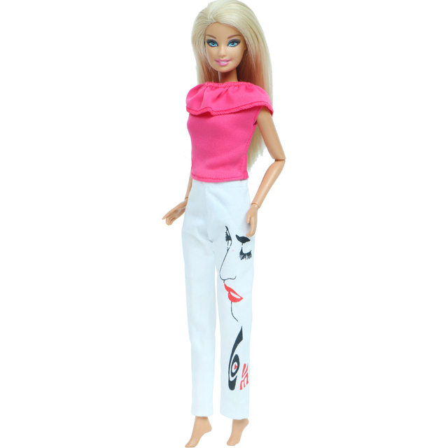 DIY zestaw ubrań dla lalek Barbie - różowy strój, biała bluzka, eleganckie spodnie damske, codzienna odzież dla dziewczynki - Wianko - 3