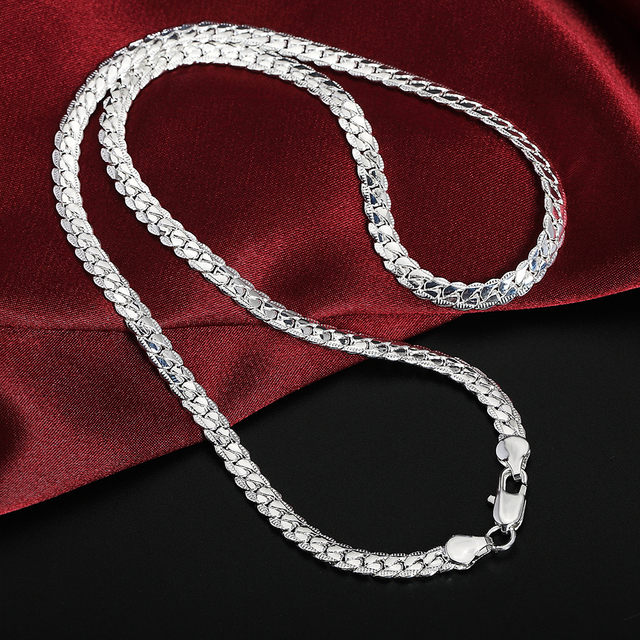 Klasyczny naszyjnik łańcuszkowy 925 Sterling Silver 6mm marki Hot dla kobiet i mężczyzn - idealny prezent na wesele i imprezę - Wianko - 6