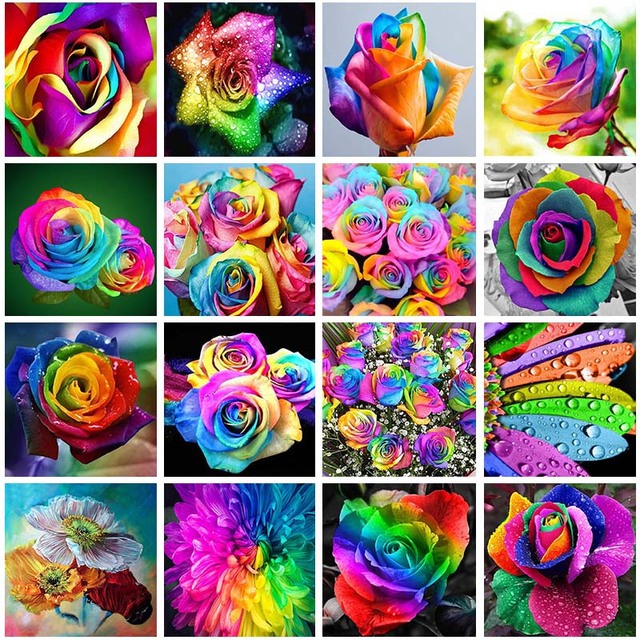 Piękne wielokolorowe kwiaty róży - 5D ścieg krzyżykowy z diamentami - mozaika do haftu - pełny kwadrat/okrągły - Wianko - 1