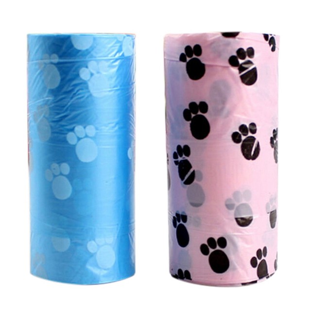 Rolka degradowalnych, nadrukowanych torebek na odchody dla psa - 15 sztuk, różne kolory, nowość - Wianko - 5