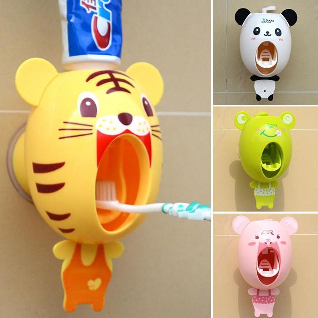 Dziecięcy uchwyt na szczoteczki do zębów - Automatyczny dozownik pasty do zębów z praktycznym silnym ssaniem i zabawnym motywem kreskówkowym - Wianko - 11