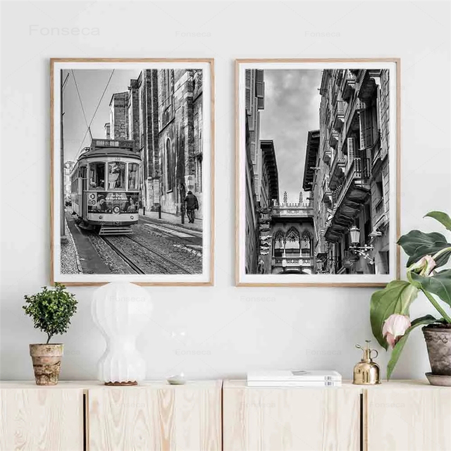 Plakat dekoracyjny z czarno-białą fotografią miast europejskich - Londyn i Paryż, na płótnie - Nordic Home Decoration - Wianko - 5