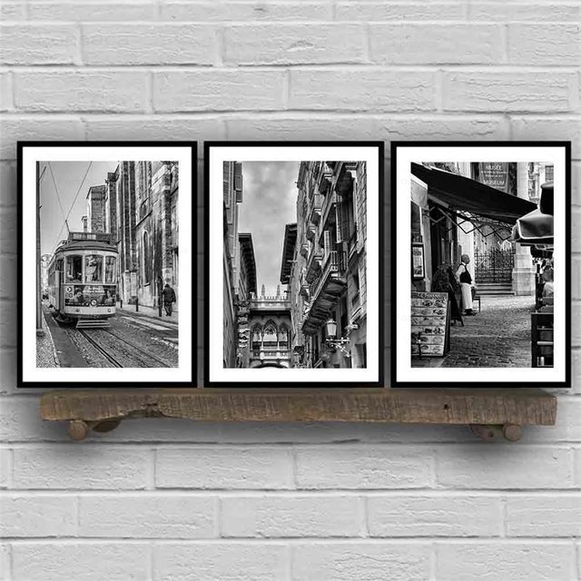 Plakat dekoracyjny z czarno-białą fotografią miast europejskich - Londyn i Paryż, na płótnie - Nordic Home Decoration - Wianko - 3