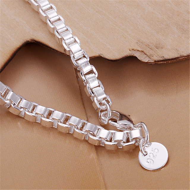 DOTEFFIL Biżuteria ze srebra 925 - zestaw zawierający łańcuch, bransoletkę i naszyjnik o średnicy 6mm w kształcie okrągłego pudełka - idealny na przyjęcie, zaręczyny, ślub - Wianko - 47
