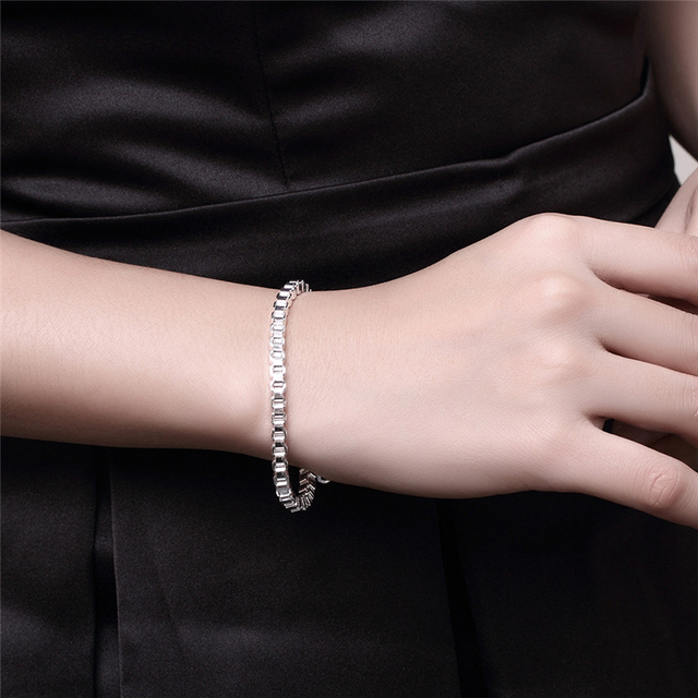 DOTEFFIL Biżuteria ze srebra 925 - zestaw zawierający łańcuch, bransoletkę i naszyjnik o średnicy 6mm w kształcie okrągłego pudełka - idealny na przyjęcie, zaręczyny, ślub - Wianko - 45