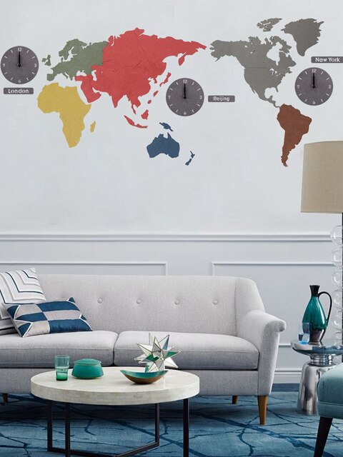 Luksusowy, kreatywny zegar ścienny z drewnianą mapą świata - skandynawska moda, idealny do salonu i jako prezent - Wianko - 1