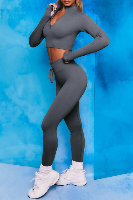 Zestaw odzieży do jogi Seamless Yoga 2021 - legginsy i dres z sznurkiem - Wianko - 13