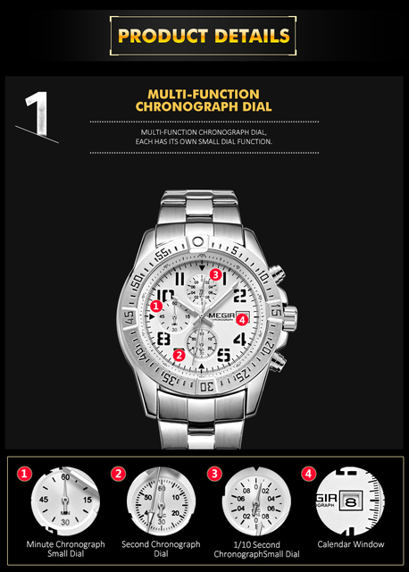 Mężczyźni zegarek MEGIR 2030 - luksusowy zegarek kwarcowy ze stali nierdzewnej - Wianko - 6