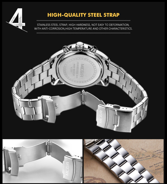 Mężczyźni zegarek MEGIR 2030 - luksusowy zegarek kwarcowy ze stali nierdzewnej - Wianko - 9