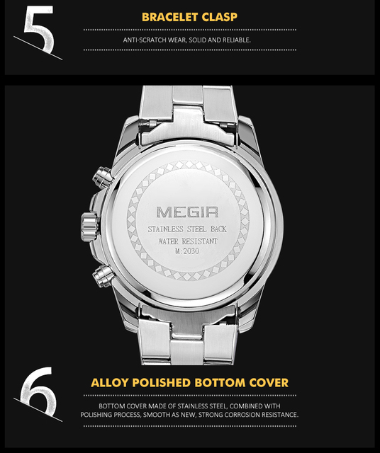 Mężczyźni zegarek MEGIR 2030 - luksusowy zegarek kwarcowy ze stali nierdzewnej - Wianko - 10