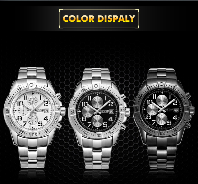 Mężczyźni zegarek MEGIR 2030 - luksusowy zegarek kwarcowy ze stali nierdzewnej - Wianko - 3