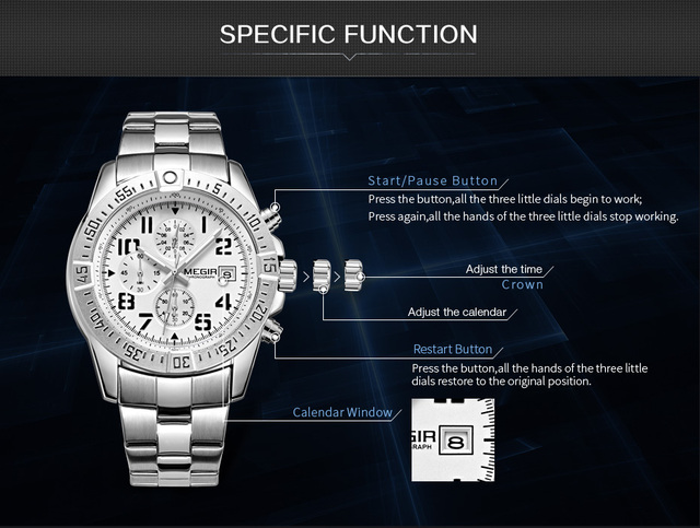 Mężczyźni zegarek MEGIR 2030 - luksusowy zegarek kwarcowy ze stali nierdzewnej - Wianko - 4