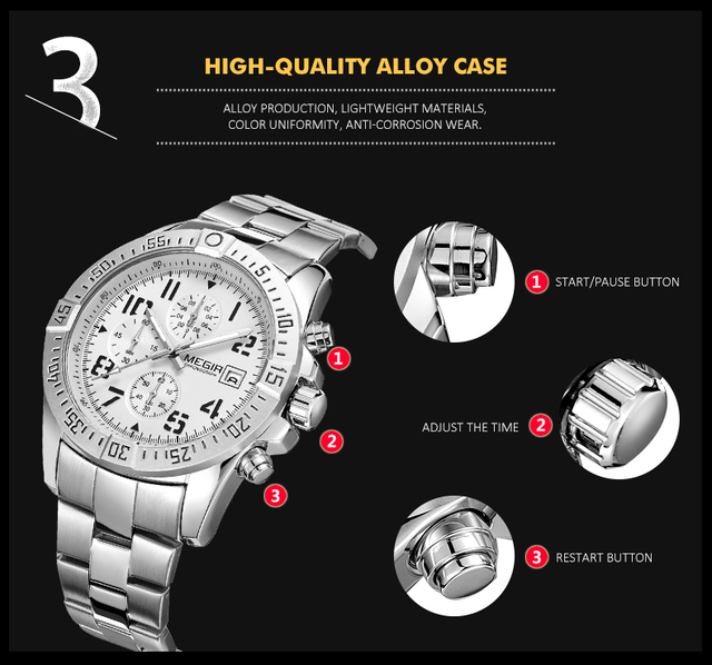 Mężczyźni zegarek MEGIR 2030 - luksusowy zegarek kwarcowy ze stali nierdzewnej - Wianko - 8