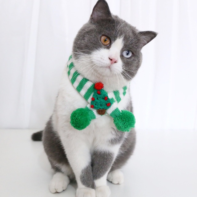 Miękki szal świąteczny dla kociąt i małych psów wełniana chustka na szyję - Wianko - 8