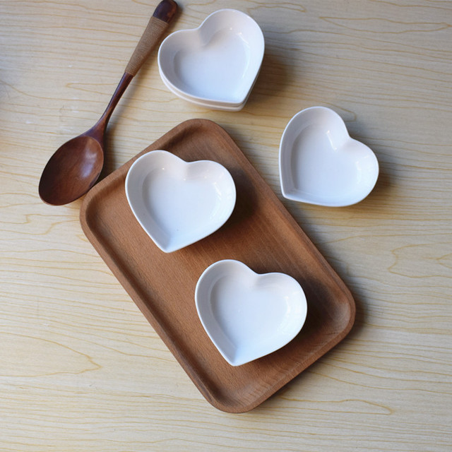 Mały talerzyk ceramika - kreatywny 4 sztuk słodkie serce Cartoon danie talerz na przekąski sałatka taca do posiłków - Wianko - 3