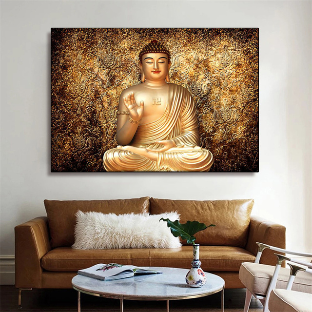 Plakat Złoty Buddha Siakjamuni Tathagata - Malarstwo buddyjskie, wystrój ścian salonu - Wianko - 6