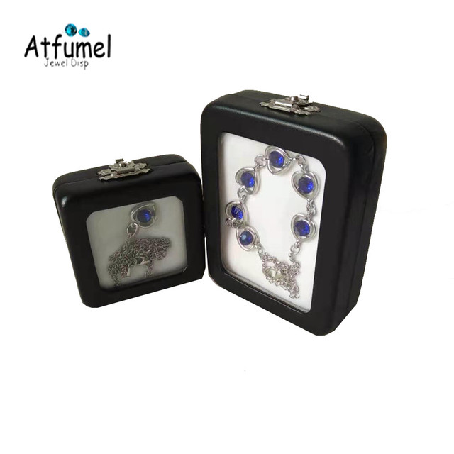 Szklana okładka czarny PU skóra diamentowa pudełko na biżuterię z metalowym zamkiem, na bransoletki i koraliki - Wianko - 6