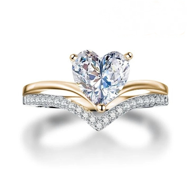 Pierścionek zaręczynowy - Vintage pierścionek dla kobiet z romantycznym sercem i miłością - biżuteria wróżki - tanie i stylowe - Wianko - 6