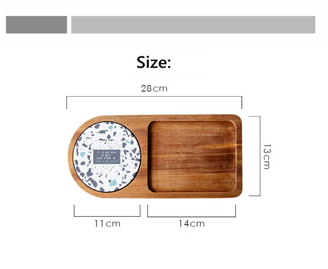 Japońska drewniana taca na owoce i przekąski, akacja, ceramiczna, 28x13cm - Wianko - 7