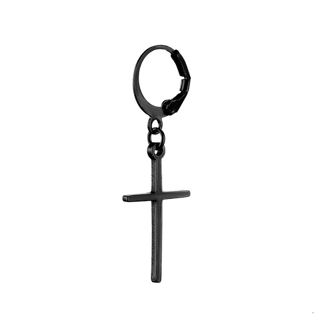 Kolczyki obręcz metalowa z kolczykiem krzyża - mężczyźni, kobiety, punk - Wianko - 3