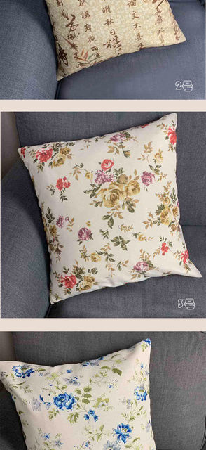 Poszewka na poduszkę chińska w stylu sielankowym, kwiatowy len z nadrukiem, odpinana, idealna na sofę, kwadratowa, we wszystkie sezony - dekoracja wnętrza - Wianko - 5
