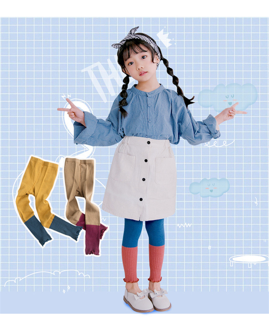 Legginsy dziecięce dla dziewczynek w paski, żebrowane, czarno-białe, 1-7 lat, jesienne ubrania - Wianko - 11