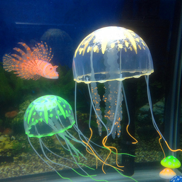 Sztuczne kolorowe świecące meduzy akwarium dekoracje - Mini podwodne dekoracje dla akwarium Fish Tank - Wianko - 5