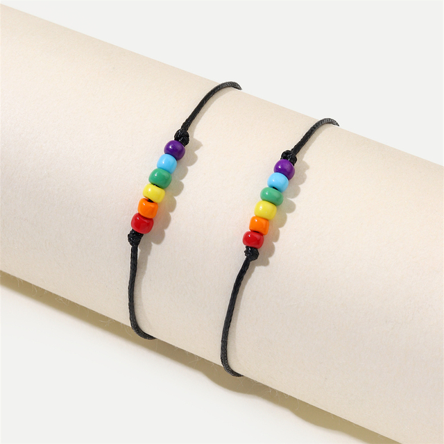 Bransoletka Trendy Rainbow 6-kolor - dziewczęca, tkana, regulowana bransoletka zroszona, pulseras mujer, pulsera hombre - Wianko - 2