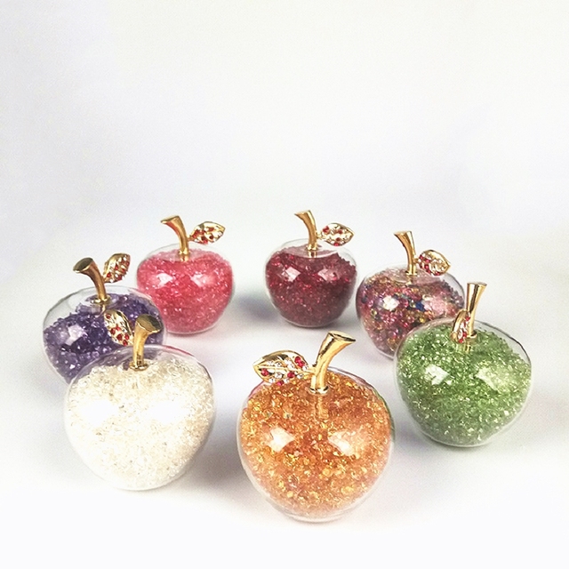 Kryształowy diament jabłko - szklany przycisk do papieru, prezenty, rzemiosło, kolekcja, dekoracje - Wianko - 4