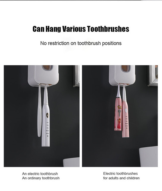 Automatyczny dozownik pasty do zębów naścienne uchwyt na szczoteczki bez dziurkowania łazienkowe akcesoria - Wianko - 9