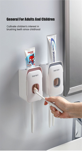 Automatyczny dozownik pasty do zębów naścienne uchwyt na szczoteczki bez dziurkowania łazienkowe akcesoria - Wianko - 7