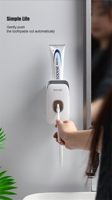 Automatyczny dozownik pasty do zębów naścienne uchwyt na szczoteczki bez dziurkowania łazienkowe akcesoria - Wianko - 4