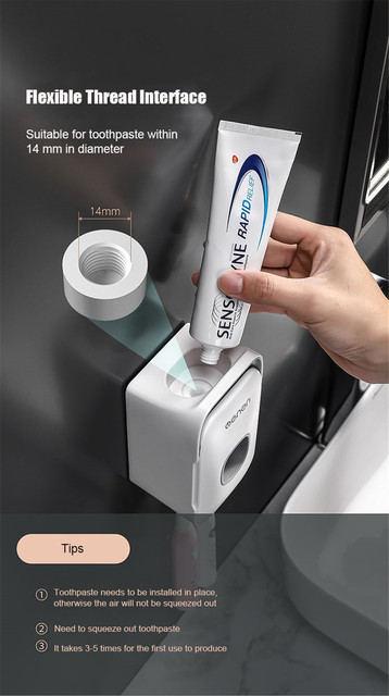 Automatyczny dozownik pasty do zębów naścienne uchwyt na szczoteczki bez dziurkowania łazienkowe akcesoria - Wianko - 5