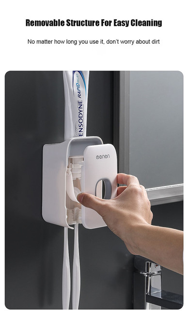 Automatyczny dozownik pasty do zębów naścienne uchwyt na szczoteczki bez dziurkowania łazienkowe akcesoria - Wianko - 13